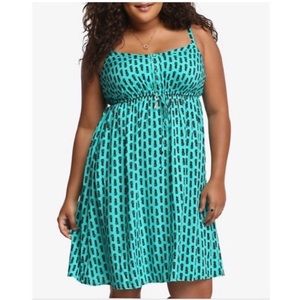 TORRID TEAL PINEAPPLE PRINT POCKET STRAP SUNDRESS